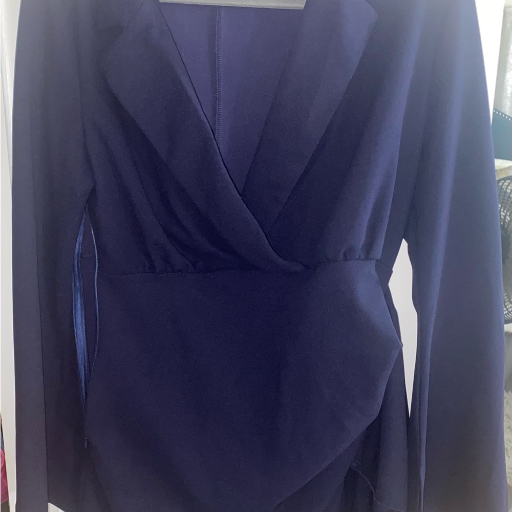 Navy blue short blazer dress with flared sleeves from SHEIN